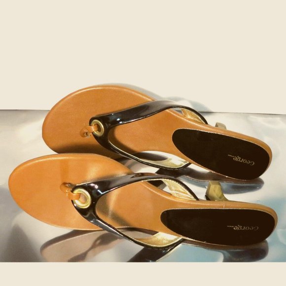 NEW GEORGE TM/MC Model: Nicole, Brown/Black Heels Sandals US Size 7.5 - Picture 11 of 13